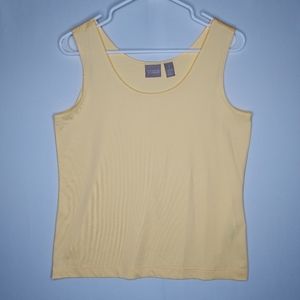 Chico's Tank Top Medium Women Yellow Stretch Scoop Neck Travel Sleeveless